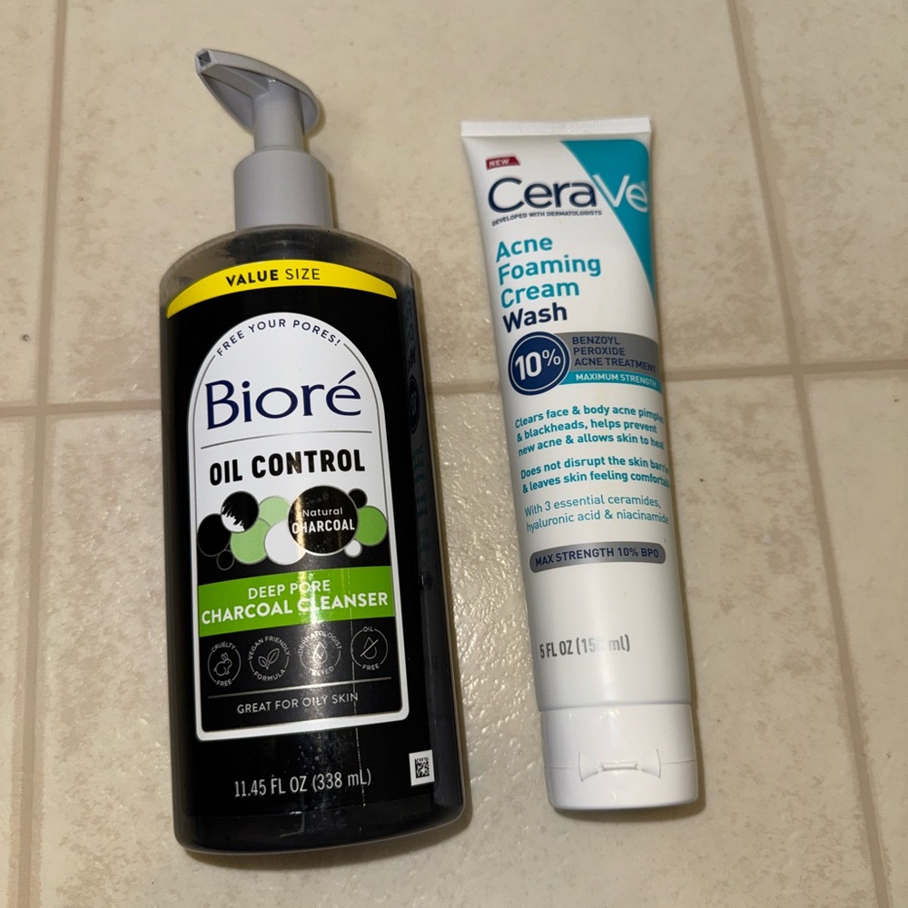 Biore Oil Control Cleanser and CeraVe Acne Cream Wash
